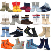 TeeHee Kids Toddler and Boys Socks Sports and Fun Cotton Crew Socks 18 Pair Pack with Gift Box Stripes